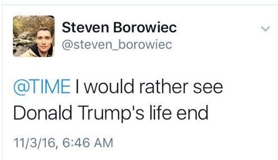 borowiec tweet trump dead